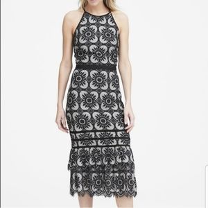 Banana Republic black lace midi dress